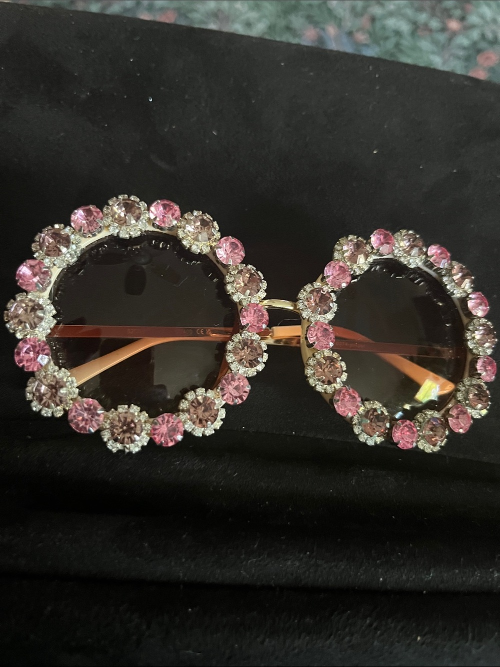 Pink Crystal Round Sunglasses - Women Accessories